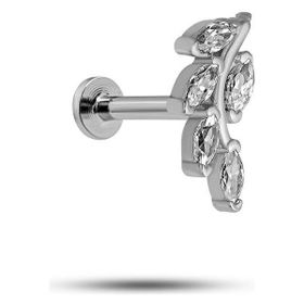Nereze 925 Ayar Gümüş Rodyumlu Minimal Zeytin Dalı Tragus Piercing