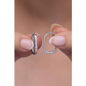 Nereze 925 Ayar Gümüş Rodyumlu Zirkon Taşlı U Model Tasarım Küpe
