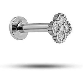 Nereze 925 Ayar Gümüş Rodyumlu Zirkon Taşlı Yonca Tragus Piercing