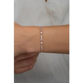 Nereze 925 Ayar Gümüş Rose 3'lü Sonsuzluk Model Zirkon Taşlı Bileklik