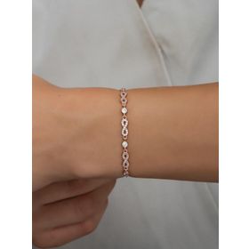 Nereze 925 Ayar Gümüş Rose 3'lü Sonsuzluk Model Zirkon Taşlı Bileklik