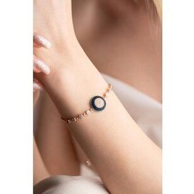 Nereze 925 Ayar Gümüş Rose Ayarlanabilir Asansörlü Nazar Bileklik