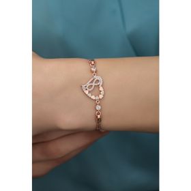 Nereze 925 Ayar Gümüş Rose Kalp Sonsuzluk Bileklik