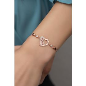 Nereze 925 Ayar Gümüş Rose Kalp Sonsuzluk Bileklik