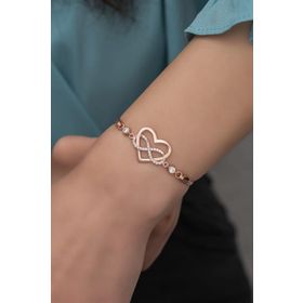 Nereze 925 Ayar Gümüş Rose Kalp Sonsuzluk Bileklik