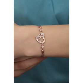 Nereze 925 Ayar Gümüş Rose Kalp Sonsuzluk Bileklik