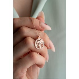 Nereze 925 Ayar Gümüş Rose Kaplama Hayat Ağacı Kolye