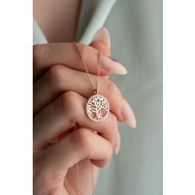 Nereze 925 Ayar Gümüş Rose Kaplama Hayat Ağacı Kolye