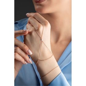 Nereze 925 Ayar Gümüş Rose Kaplama Tektaş Model Şahmeran Bileklik
