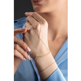 Nereze 925 Ayar Gümüş Rose Kaplama Tektaş Model Şahmeran Bileklik