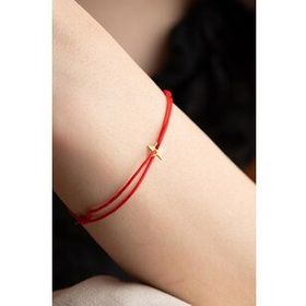 Nereze 925 Ayar Gümüş Rose Kırmızı İpli Ayarlanabilir Minik Yıldız Makrome Bileklik