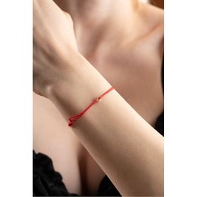 Nereze 925 Ayar Gümüş Rose Kırmızı İpli Ayarlanabilir Minik Yıldız Makrome Bileklik