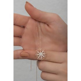 Nereze 925 Ayar Gümüş Rose Kuzey Yıldızı Kolye