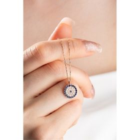 Nereze 925 Ayar Gümüş Rose Minimal Nazar Kolye