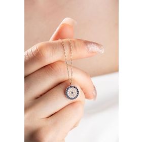 Nereze 925 Ayar Gümüş Rose Minimal Nazar Kolye