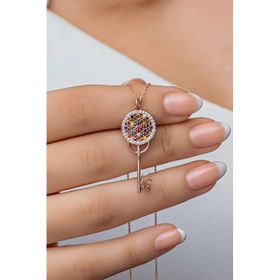 Nereze 925 Ayar Gümüş Rose Mix Taşlı Anahtar Kadın Kolye