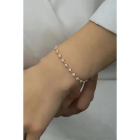 Nereze 925 Ayar Gümüş Rose Sıralı 3 Mm Beyaz Taşlı Bileklik