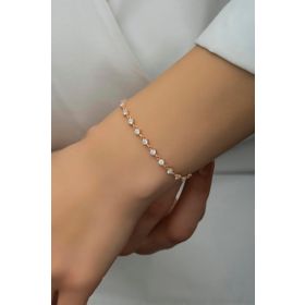 Nereze 925 Ayar Gümüş Rose Sıralı 3 Mm Beyaz Taşlı Bileklik