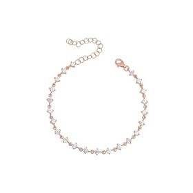Nereze 925 Ayar Gümüş Rose Sıralı 3 Mm Beyaz Taşlı Bileklik