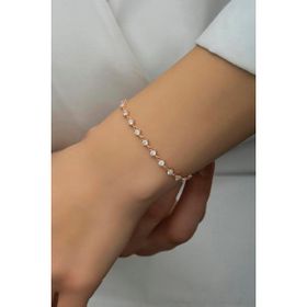 Nereze 925 Ayar Gümüş Rose Sıralı 3 Mm Beyaz Taşlı Bileklik
