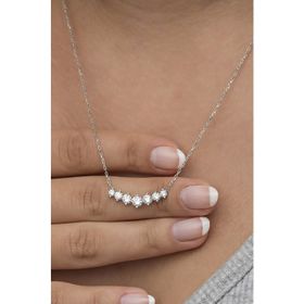 Nereze 925 Ayar Gümüş Rose Sıralı Zirkon Taşlı Tasarım Kadın Kolye
