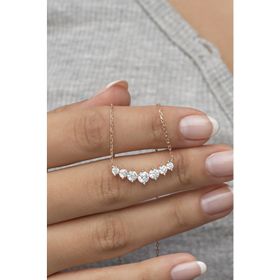 Nereze 925 Ayar Gümüş Rose Sıralı Zirkon Taşlı Tasarım Kadın Kolye