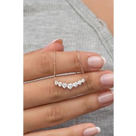 Nereze 925 Ayar Gümüş Rose Sıralı Zirkon Taşlı Tasarım Kadın Kolye