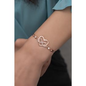 Nereze 925 Ayar Gümüş Rose Sonsuz Kalp Bileklik