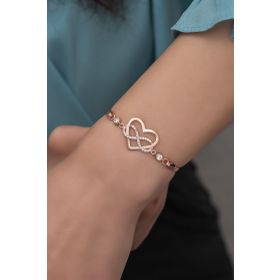 Nereze 925 Ayar Gümüş Rose Sonsuz Kalp Bileklik