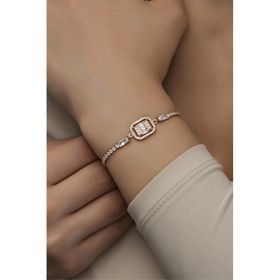 Nereze 925 Ayar Gümüş Rose Suyolu Tektaş Bileklik