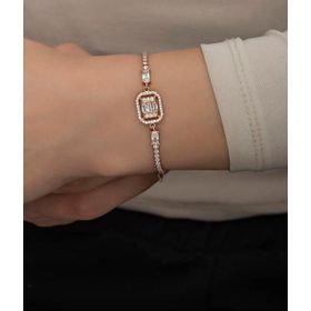 Nereze 925 Ayar Gümüş Rose Suyolu Tektaş Bileklik
