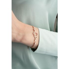 Nereze 925 Ayar Gümüş Rose Tektaş Sonsuzluk Kalp Bileklik