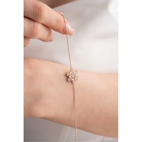 Nereze 925 Ayar Gümüş Rose Yıldız Detaylı Kartanesi Bileklik