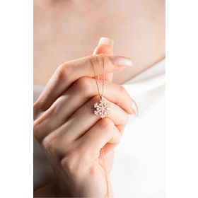 Nereze 925 Ayar Gümüş Rose Yıldız Detaylı Kartanesi Kolye