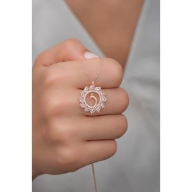 Nereze 925 Ayar Gümüş Rose Zirkon Taşlı Anka Kuşu Kolye
