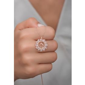 Nereze 925 Ayar Gümüş Rose Zirkon Taşlı Anka Kuşu Kolye