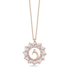 Nereze 925 Ayar Gümüş Rose Zirkon Taşlı Anka Kuşu Kolye