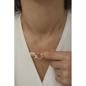 Nereze 925 Ayar Gümüş Rose Zirkon Taşlı Balık Kolye
