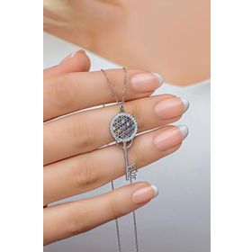 Nereze 925 Ayar Gümüş Royumlu Mix Taşlı Anahtar Kolye
