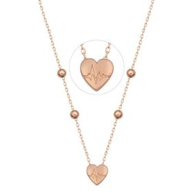 Nereze 925 Ayar Gümüş Top Zincir Kalp Ritmi Kolye