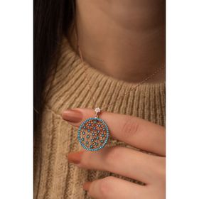 Nereze 925 Ayar Gümüş Turkuaz Taşlı Yaşam Çiçeği Kolye Kadın Gümüş Kolye