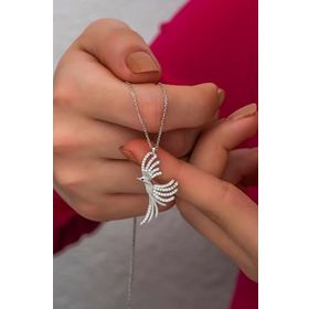 Nereze 925 Ayar Gümüş Zirkon Taşlı Anka Kuşu Kadın Kolye