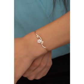 Nereze 925 Ayar Gümüş Zirkon Taşlı Manolya Çiçeği Bileklik