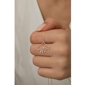 Nereze 925 Ayar Gümüş Zirkon Taşlı Yağmur Bulutu Kadın Kolye