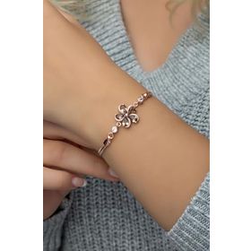 Nereze 925 Ayar Gümüş Zultanite Taşlı 6 Yaprak Çiçek Bileklik