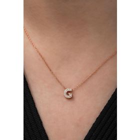 Nereze 925 Ayar Harf 3 Boyutlu G Harfi Kadın Gümüş Kolye