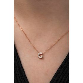 Nereze 925 Ayar Harf 3 Boyutlu G Harfi Kadın Gümüş Kolye