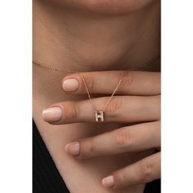 Nereze 925 Ayar Harf 3 Boyutlu H Harfi Kadın Gümüş Kolye