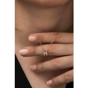 Nereze 925 Ayar Harf 3 Boyutlu H Harfi Kadın Gümüş Kolye