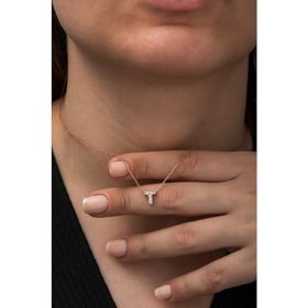 Nereze 925 Ayar Harf 3 Boyutlu T Harfi Kadın Gümüş Kolye